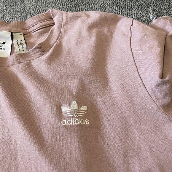 Adidas Originals Short Sleeve T-Shirt Mens Medium Pink Trefoil Logo Crewneck - Picture 3 of 6